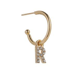 Gold Tone Alphabet Initial Earring Letter R 3 Pack